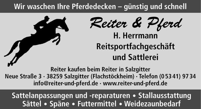 Reiter & Pferd Hendrik Herrmann in Salzgitter, Anzeige schwarz-weiß